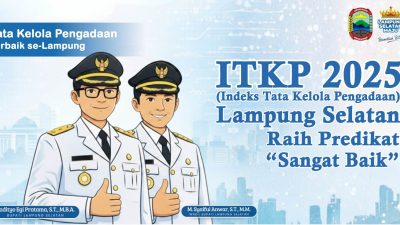 Terbaik se-Lampung, Indeks Tata Kelola Pengadaan Kabupaten Lampung Selatan Raih Predikat “Sangat Baik”